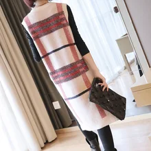 Платье без рукавов, свитер, осень и зима, стиль, женское платье, корейский стиль, модное, средней длины, свободное, вязаное платье на бретелях