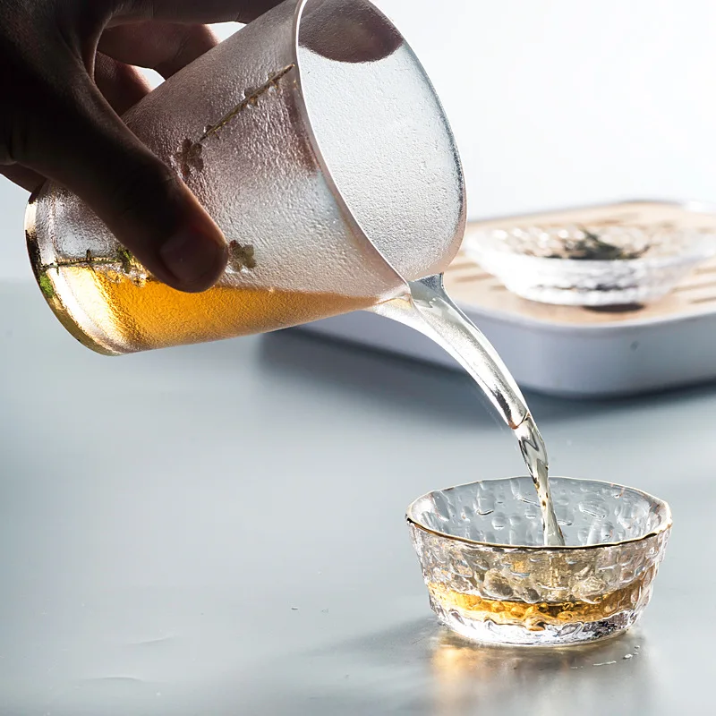 Japanese Style Glass Fair Cup Simple with Glod Rim Tea Maker Kung Fu Tea Lique Divider Gongdao Mug Teaware