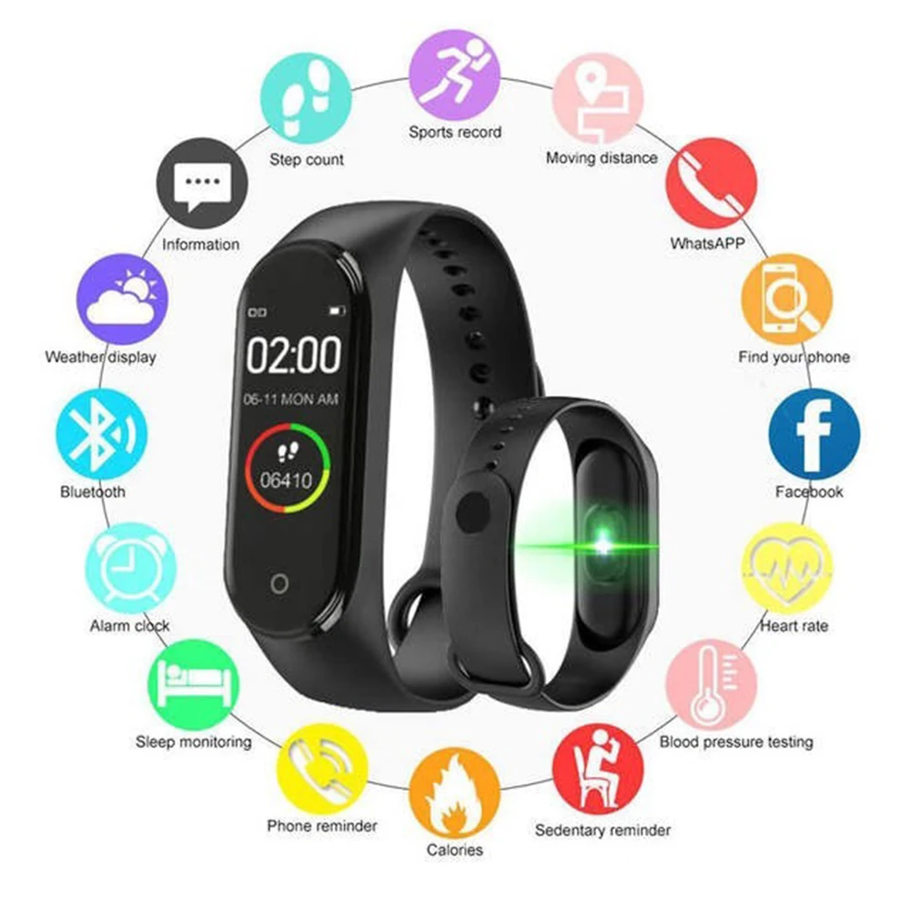 M4 смарт-браслет Pk Mi Band 3 4 Ip67 Водонепроницаемый фитнес-трекер кровяного давления