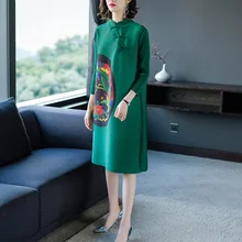 Китайский стиль, весенняя одежда, стиль, большой размер, Ретро стиль, благородство kuotajing, улучшенный стиль Cheongsam, платье, Осеннее женское красное