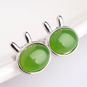 

2020 Rushed Hetian Jade Earring Belt Certificate Manufacturer Direct Selling Exquisite And Lovely Rabbit Jasper Earrings Female