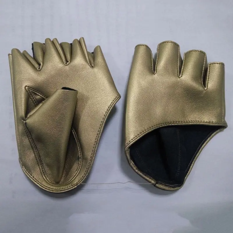 Женские перчатки без пальцев для вождения, однотонные перчатки из искусственной кожи на половину пальца - Цвет: G