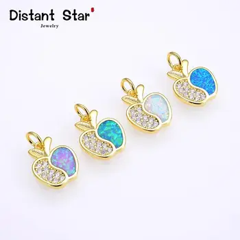 

2pcs gold apple cz Copper Opel necklace pendant Connector Accessory for DIY necklace Jewelry Making Charm Accessories Women