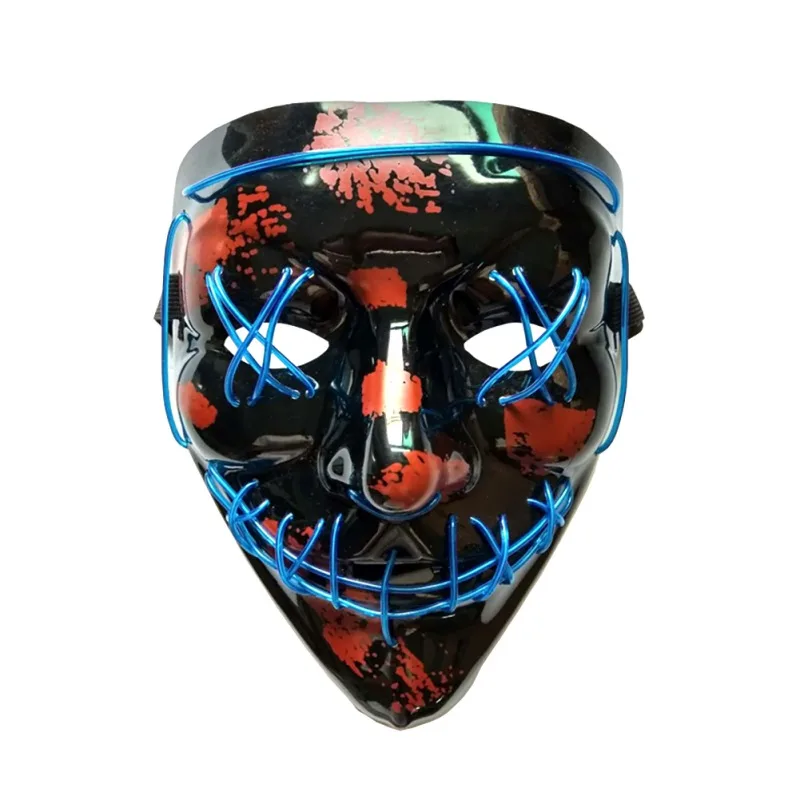 Светодиодный маска на Хэллоуин, маски для чистки, тушь для ресниц, костюм, DJ, вечерние светильник, светящиеся в темноте, 10 цветов для выбора
