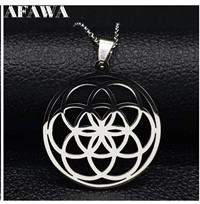 New Fashion Flower of Life Stainless Steel Chain Necklace for Women Silver Color Necklace Jewelry joyas mujer N19307