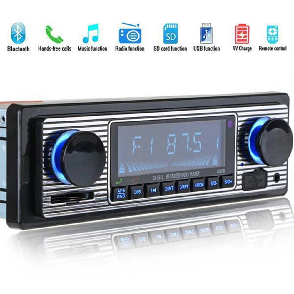 Auto Car Radio Audio Player Bluetooth Vintage Wireless Mp3 Multimedia