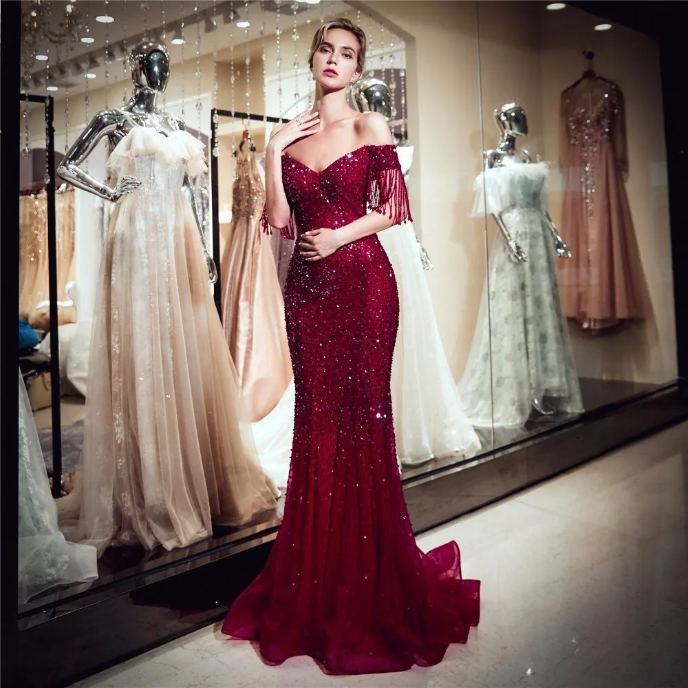 Лидер продаж; vestido de festa; роскошное длинное вечернее платье русалки с кристаллами и кисточками; винтажные бежевые вечерние кружевные платья
