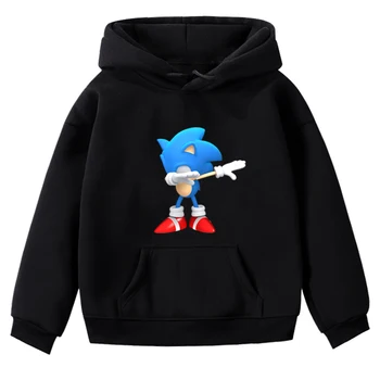 

Kids Kawaii Casual Sonic Dab Velvet Hoodies Hooded Sportswear Tops for Children Gift Fashion Boys Girls Children Sweatshirt