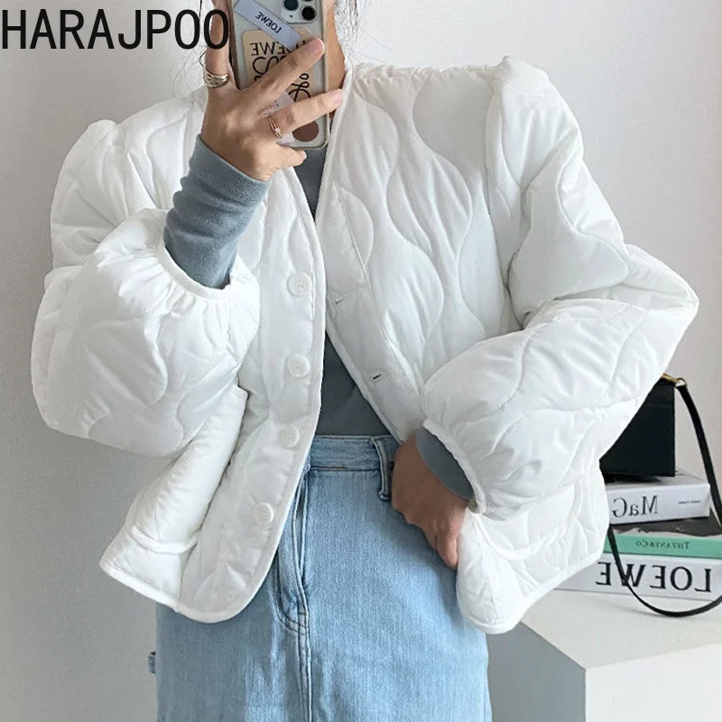 Парка Harajpoo женская Осень-зима 2021 новая уличная одежда Ins V-образный вырез с