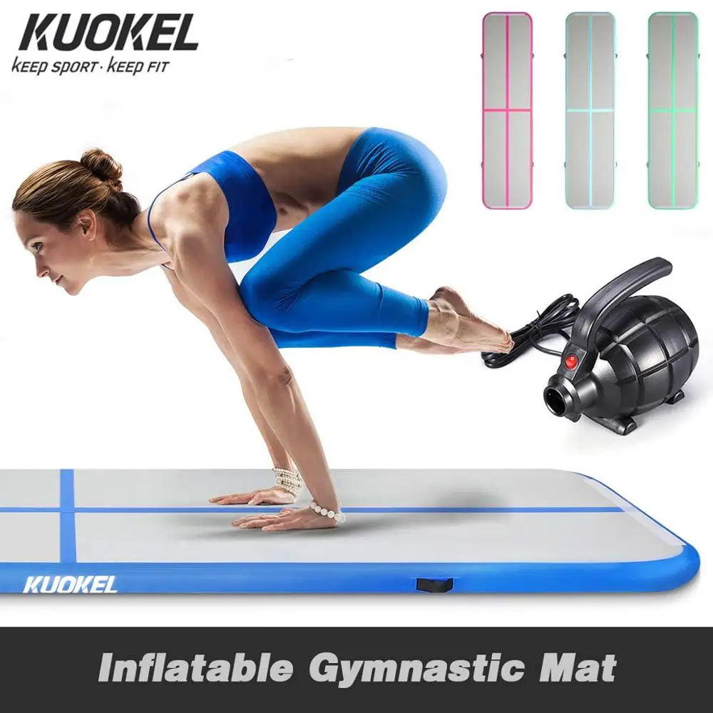 Inflatable Gymnastics Air Track Tumbling Mat Thickness Airtrack Mat with Electric Air Pump for Cheerleading/Practice Gymnastics