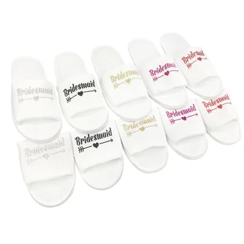 

Wedding Decoration 2pcs Bridesmaid Team Bride To Be Spa Soft Slippers for Bridal Shower Hen Night Bachelorette Party Decorations