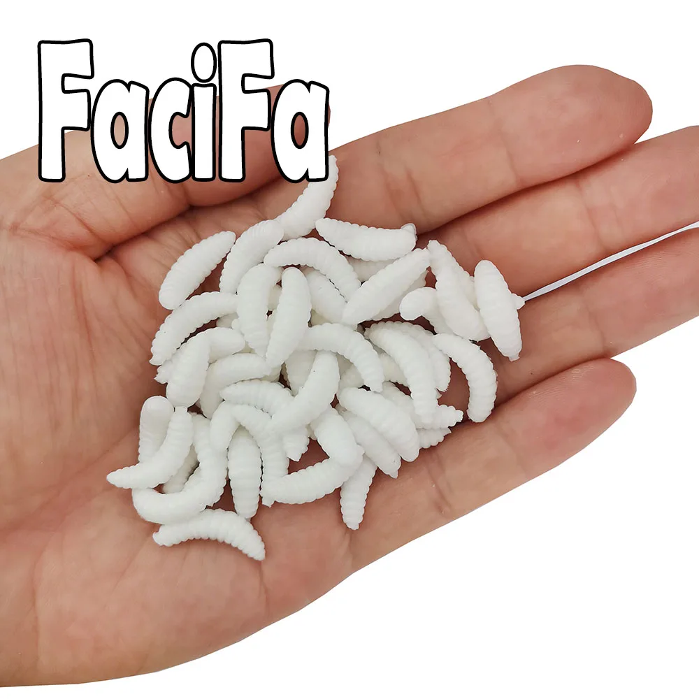 Fishing Lure 25 or 50 pcs Soft Lure Silicone Bait 0.4g 2cm Maggot Grub Carp Fishing Hook Smell Worms Glow Shrimp Fish