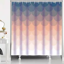 

Fish Scale Showe Curtain Ombre Purple Gray Orange Gradient Fairy Scale Bathtub Screen with Hooks Waterproo Fabric Bath Curtains