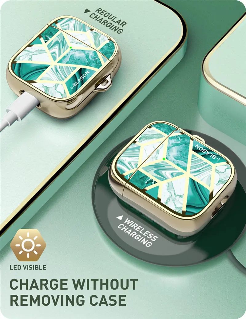 i-Blason Cosmo Case Designed For Airpods, 360 Degree Protective Stylish Marble Case Cover Compatiable with AirPods 1st/2nd