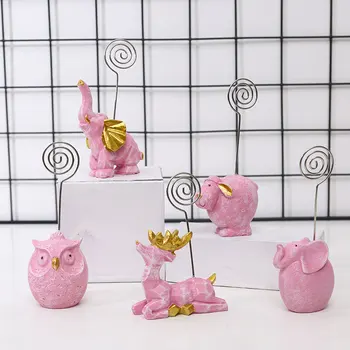 

Cute Card Memo Clip Holder Animal Resin Table Number Stand Desktop Decoration Message Photo Holder Paper Clip Office Supplies