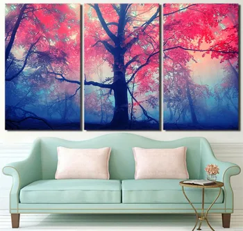 

Tableau Wall Artwork HD Printed Pictures Canvas 3 Panel Tree Forest Dim Landscape Modern Paintings Modular Posters Home Decor