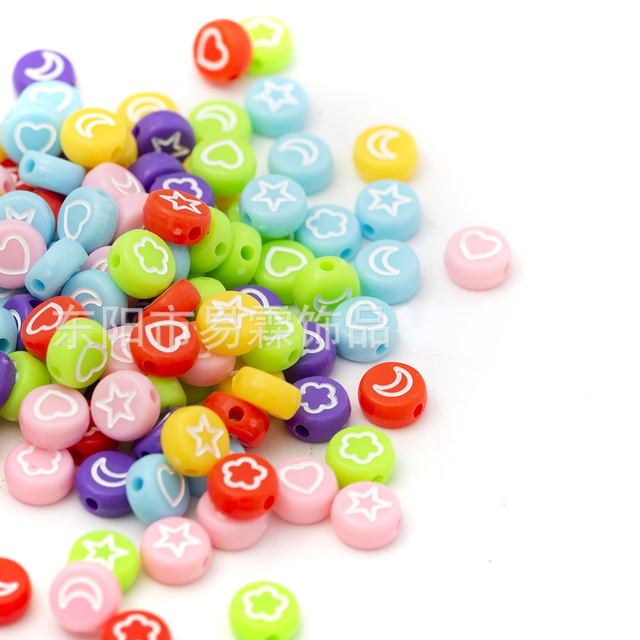 style 100pcs4*7mm acrylic letter beads oblate, star, moon, flower-shaped, heart-shaped mixed DIY jewelry accessories
