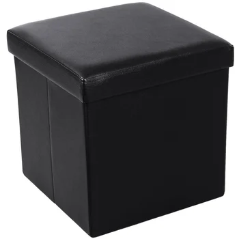 

Multipurpose Storage Box Stool Square Shape Footstool Black for Clothes Shoes Toys Snacks Magazines Home Organizers