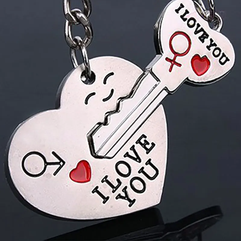 Пара креативных брелоков в форме сердца, металлические брелоки на День святого Валентина