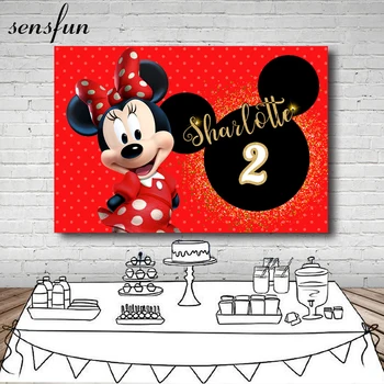 

Sensfun Red Theme Mickey Mouse Party Backdrop For Photo Studio Gold Bokeh Glitter Kids Birthday Party Photography Backgrounds