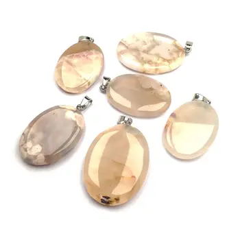 

Natural Stone agates Pendant Elliptical shape Exquisite Pendants for Jewelry making DIY charms Necklaces Accessories 30x42mm
