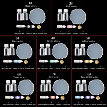 

Resin Casting Coaster Pigment Molds Kit Geode Agate Epoxy Coaster Mold Art Craft A2UA