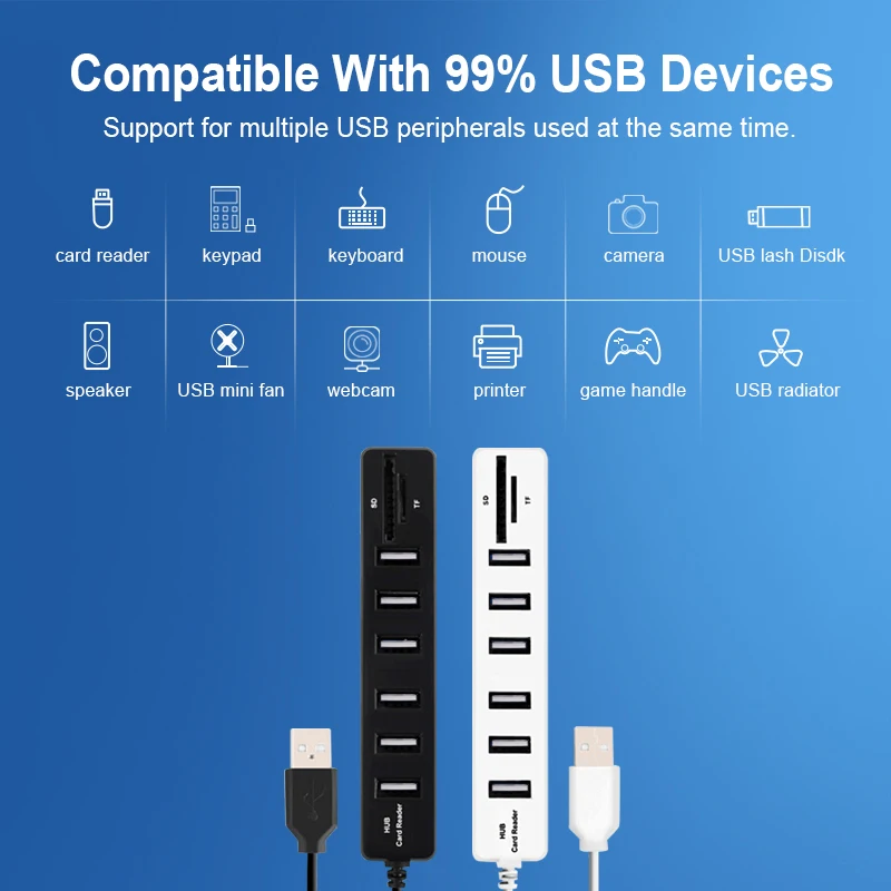 Mini USB Hub 3.0 Multi USB 3.0 Hub USB Splitter 3 Port Hub With TF SD Card Reader 6 Port 2.0 Hab Adapter For PC Accessories