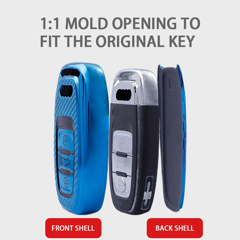 Carbon Fiber Soft TPU Car Remote Key Case Cover Holder Shell Fob For Audi A4 A1 A3 S4 B7 B8 A6 A5 A7 A8 Q5 S5 S6 Q7 Accessories