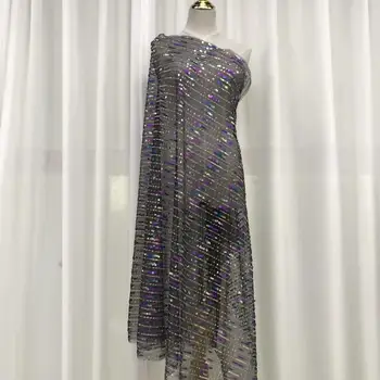 

Black Nigerian Sequins Lace Fabrics 2020 Chiffon Nigerian Lace Fabrics Embroidery African Tulle French Lace Materials For Women