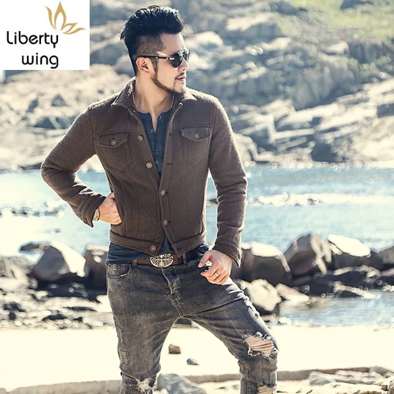 

Winter Mens Fur Lining Pu Short Slim Fit Coat Single Breasted Motorcycle Biker Leather Jacket Warm Outwear Coats