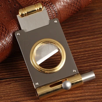 

COHIBA Metal Blade Sharp Cigar Cutter Stainless Steel Pocket Gadgets Tobacco Cutting Cigar Scissors With Cigars Punch Gift Box