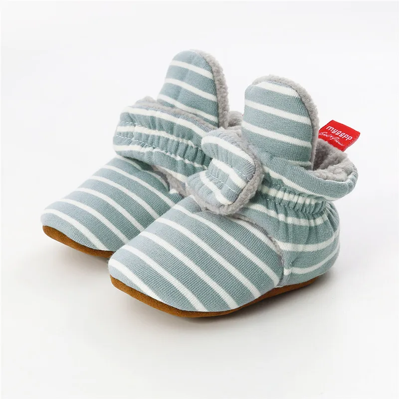 Детская обувь для новорожденных мальчиков и девочек, в полоску, для малышей, в клеточку, носки для первых шагов ботиночки из хлопка, удобные, мягкие, противоскользящие, детская обувь для малышей