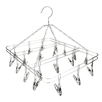 

20 Clips Sock Underwear Clothes Outdoor Airer Dryer Laundry Hanger Stainless Steel Square Wire Clip Clothes Rack Sock Dryer Rack