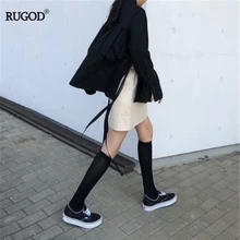 RUGOD новые осенние женские цельные костюмы нижняя юбка или свободная боковая скользящая Футболка дизайнерская стильная женская юбка или рубашка