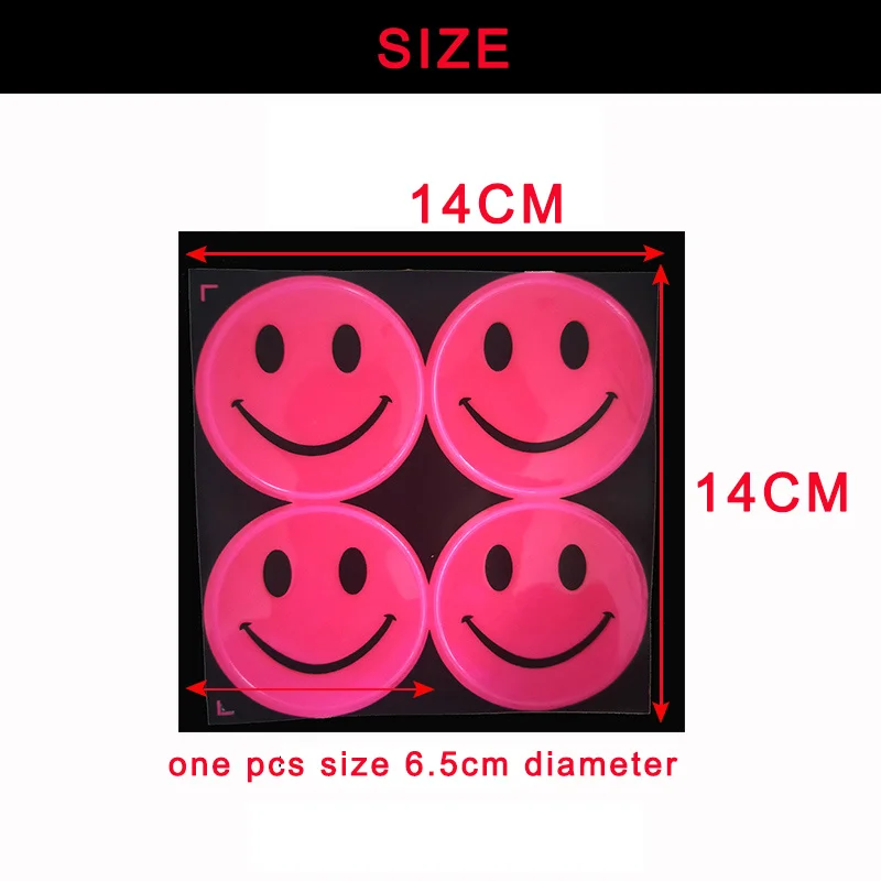 Reflective Stickers Cute Smile Face Cartoon For School bag Bicycle Motorcycle Scooter