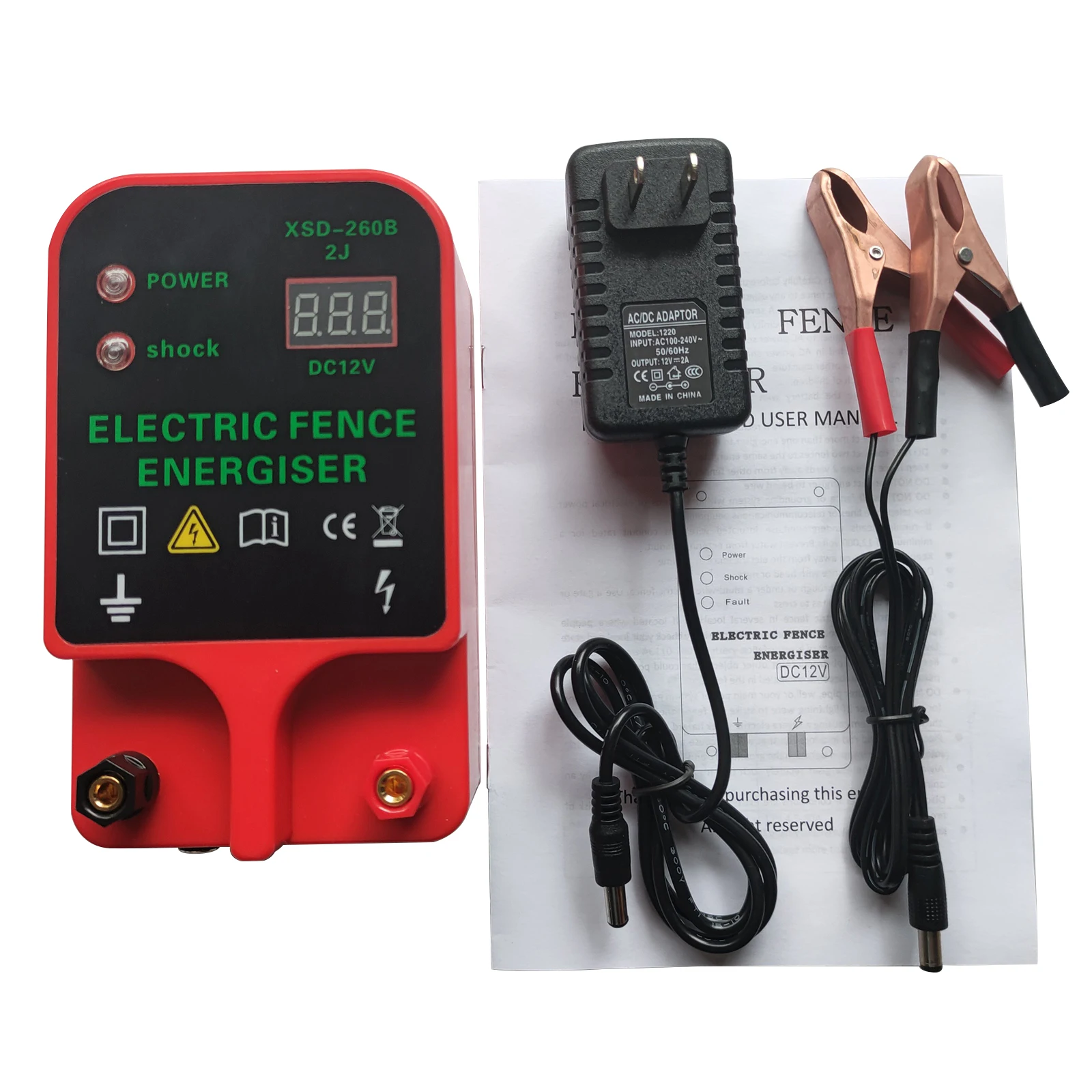

10KM Electric Fence Energizer High Voltage Pulse Controller Livestock Animal Sheep Horse Poultry Farm Tool