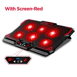 Advanced Gaming Laptop Cooling Pad with Six Fans and LED Display (Red (With Screen))