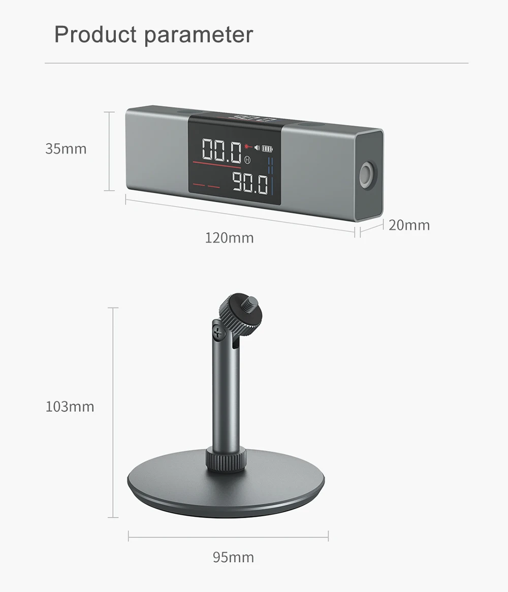 Portable Laser Angle Protractor Digital Inclinometer Angle Measure 2 in 1 Laser Level Ruler Type-C Charging Laser Measurement