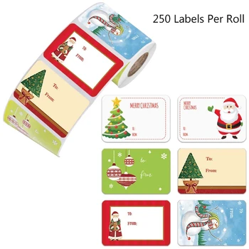 

6 Designs Adhesive Christmas Gift Name Tags XMAS Stickers Present Seal Labels Christmas Decals Gift Package Decor 250pcs/roll