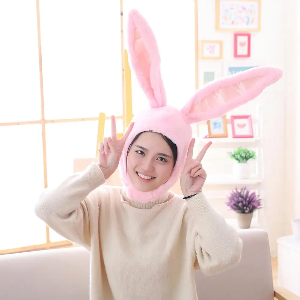 US Girls Cute Plush Rabbit Bunny Ears Hat Earflap Cap Head Warmer Photo Supplies 