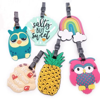 

Cartoon Animal Prints Owl Luggage Tags Silica Gel Travel Accessories Suitcase ID Addres Holder Baggage Boarding Portable Label