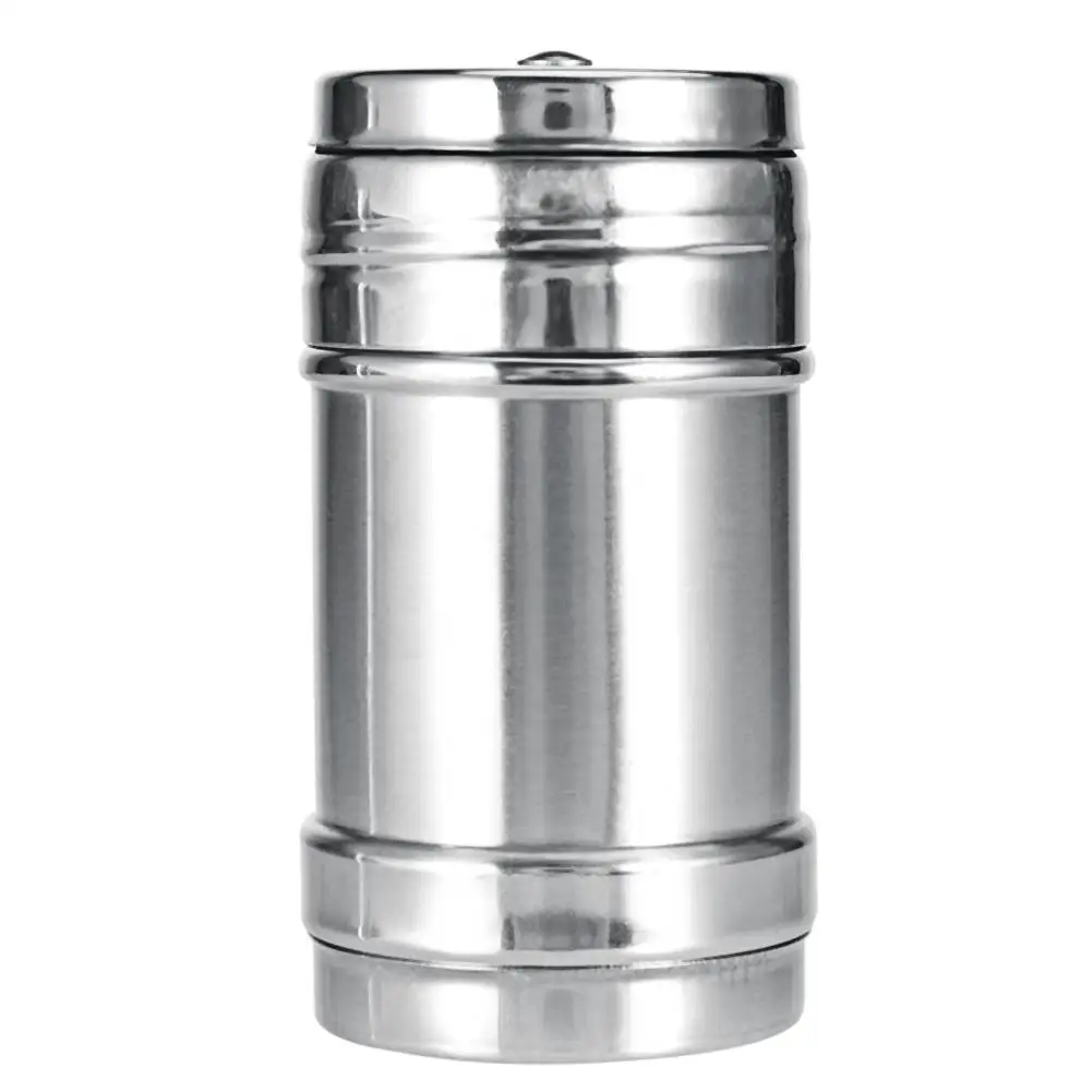 Wjfijz Stainless Steel Spice Jar Dredge Salt Sugar Spice Pepper Shaker Seasoning Can with Rotating Cover Multi-Purpose Kitchen Tool 