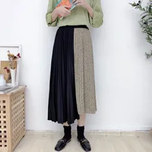 Женская плиссированная юбка с принтом в виде сердца, высокая талия, модные повседневные юбки для девочек