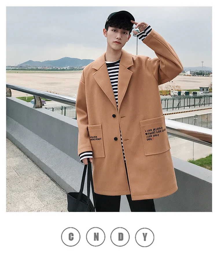 Trench Coat Men Korean-style Trend Casual Versatile Middle Long Coat New Style Popular Brand Fashion Men's Lightweight Jack