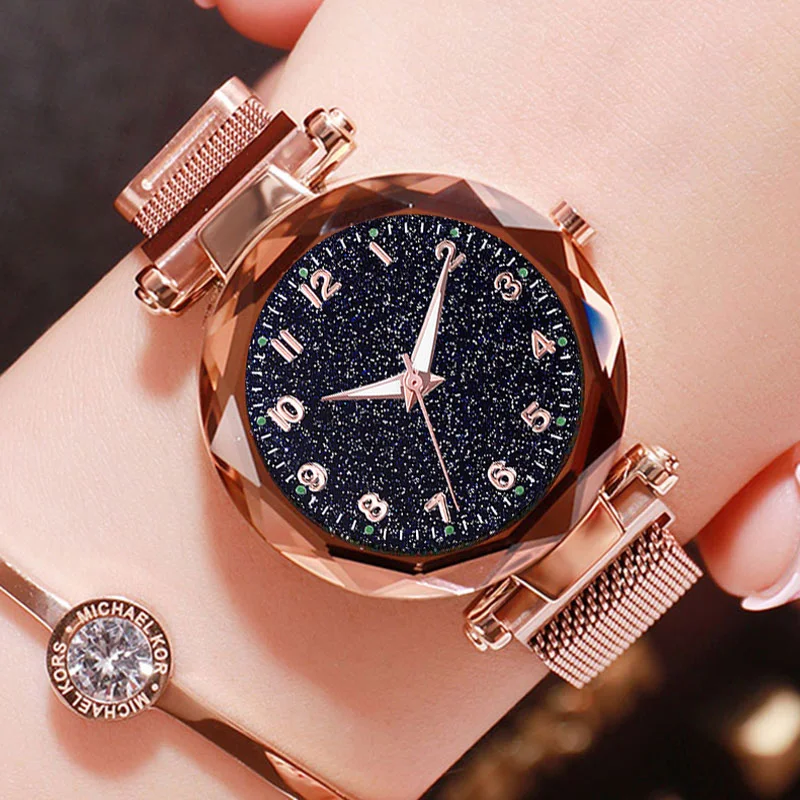 

Casual Luxury Women Watches Fashion Elegant Magnet Buckle Ladies Wristwatch Starry Sky Roman Numeral Gift Clock Relogio Feminino
