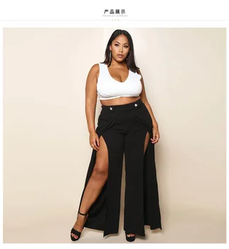

Plus Size Dress Spring And Summer New Style Casual WOMEN'S Pants Knitted Slit Loose Pants Luls Size Pants