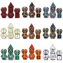 Металлические игральные кости D & D, набор из 7 предметов, бархатные кости D20, D12, D10, D %, D8, D6, D4, игральные кости DND, MTG, настольные игры, технические металлические кости Металлические игральные кости D & D, набор из 7 предметов, бархатные кости D20, D12, D10, D %, D8, D6, D4, игральные кости DND, MTG, настольные игры, технические металлические кости