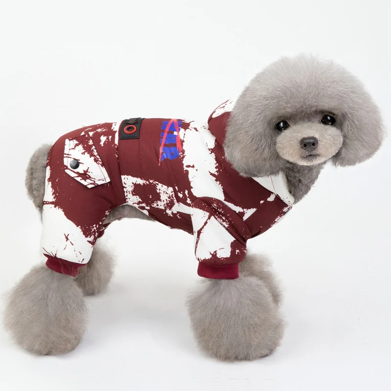 Новая зимняя одежда для собак для маленьких собак, одежда супер теплая 4 ноги пуховик для маленьких собак Куртка из искусственной кожи PU утепленные хлопковые толстовки с капюшоном для чихуахуа