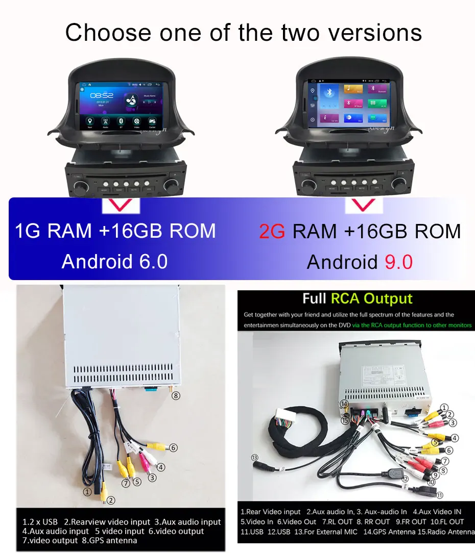 Discount Android 9.0 Car DVD autoradio For peugeot 206 2007-2014 Auto Radio GPS Navigation Audio Video  WiFi 1GB RAM 0