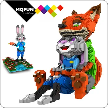 

PZX Lovely Cartoon Mini Blocks Fox Rabbit Anime Building Blocks Toys Zootopia Educational Toy for valentines day Gifts Children